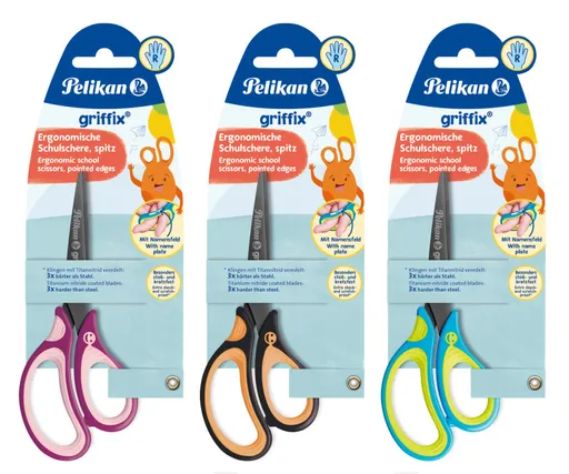 Pelikan - Nůžky Griffix pro praváky, mix barev, blistr