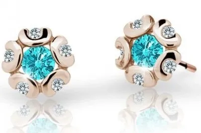 Cutie Jewellery Dětské náušnice z růžového zlata C2178-30-X-4 světle zelená