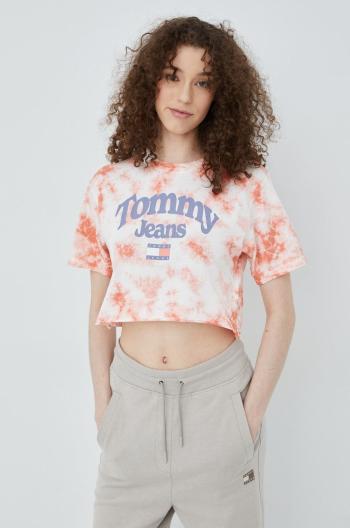 Bavlněné tričko Tommy Jeans růžová barva