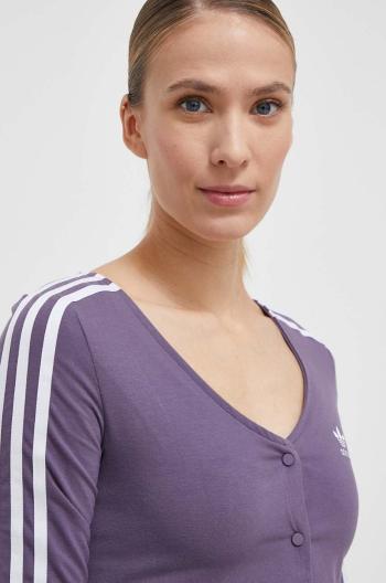 Tričko s dlouhým rukávem adidas Originals fialová barva