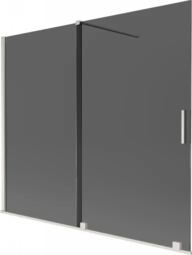 MEXEN/S Velar dvoukřídlá posuvná vanová zástěna 180 x 150, grafit, nikl kartáčovaný 896-180-000-41-97