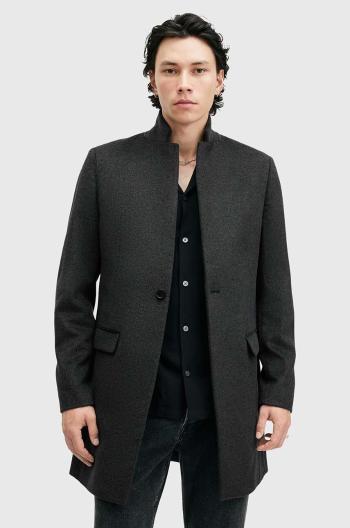 Kabát s příměsí vlny AllSaints HARGROVE COAT zelená barva, přechodný, M038OB