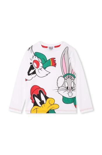 Dětské bavlněné tričko s dlouhým rukávem Marc Jacobs x Looney Tunes bílá barva, s potiskem