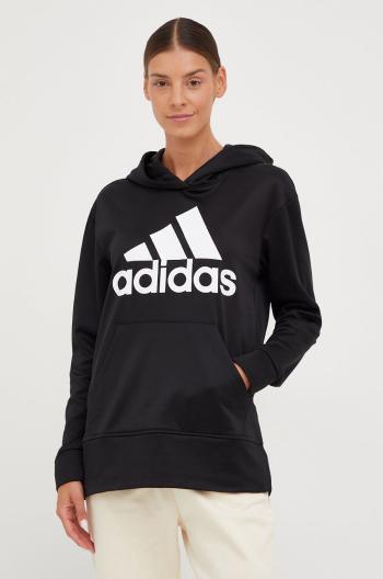 Tréninková mikina adidas Performance Big Logo , černá barva, s kapucí, s potiskem