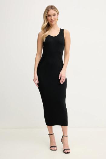Šaty Armani Exchange čierna farba, midi, priliehavé, XW000576 AF12740