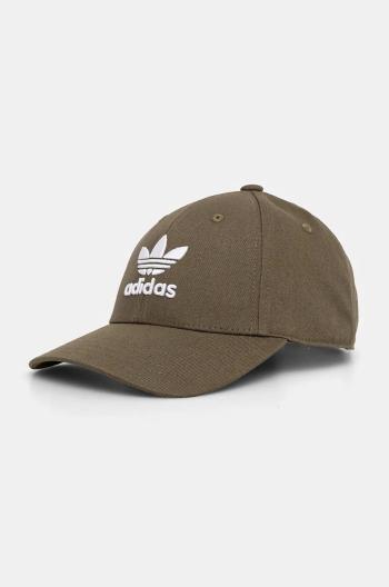 Bavlněná baseballová čepice adidas Originals zelená barva, s aplikací, IX7571