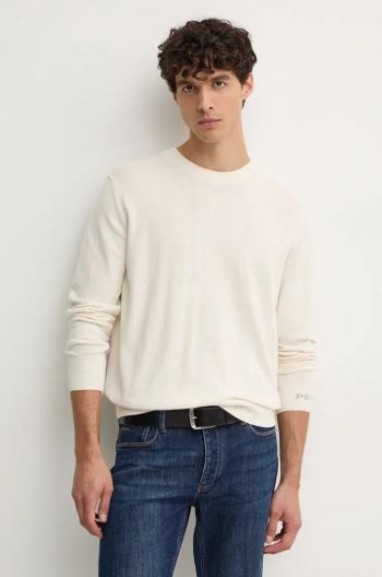 Svetr z vlněné směsi Pepe Jeans NEW ANDRE CREW NECK pánský, béžová barva, lehký, PM702469