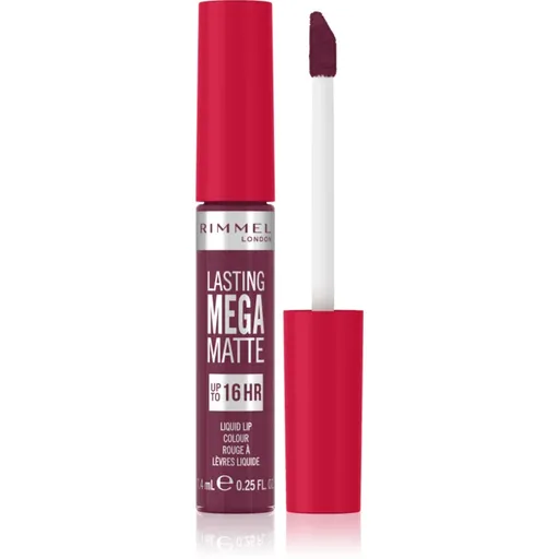 Rimmel Lasting Mega Matte lehká tekutá matná rtěnka 16h odstín Rock Me Purple 7,4 ml