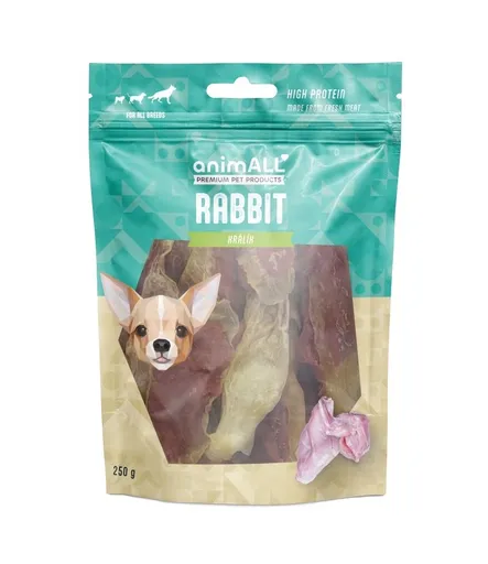 animALL Králičí ouško s kachním pamlsky pro psy 250 g