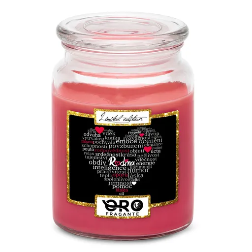 Svíčka Rodina – srdce z textů (Vůně svíčky: Višně v čokoládě)