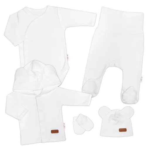Baby Nellys 5D Bavlněná souprava pro miminko do porodnice Nature, bílá, 50