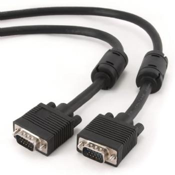 Kabel CABLEXPERT CC-PPVGA-15M-B přípojný k mon  15M/15M VGA 15m stíněný extra, ferrity BLACK