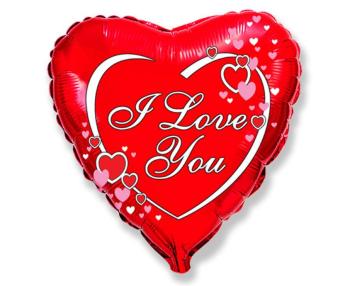 Fólia lufi - Piros szív  I love you 48 cm