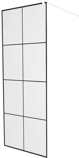 MEXEN/S KIOTO Sprchová zástěna WALK-IN 70 x 200, transparent/černý vzor 8 mm, bílá 800-070-101-20-77