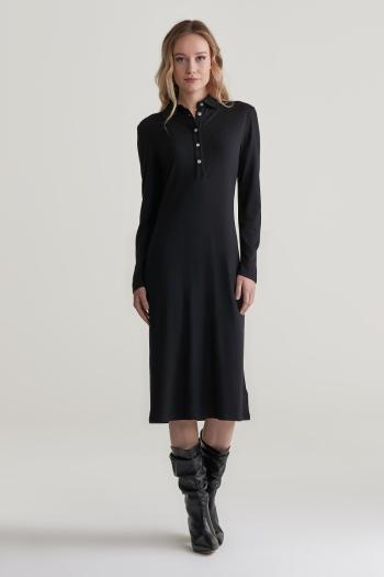 ŠATY GANT SLIM LS WOOL JERSEY DRESS BLACK