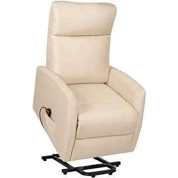Zvedací polohovací křeslo krémové textil, 329614 (329614)