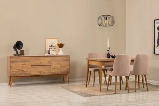 Set s rozkládacím stolem, židlemi a konzolou (6 kusů) Vina 01 0900 - Atlantic Pine, Stone