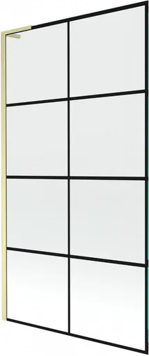 MEXEN/S Next L vanová zástěna FIX 100 x 150, černá vzor, zlatá kartáčovaná 895-100-000-03-77-55