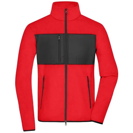 James & Nicholson (Daiber) Pánská fleecová mikina JN1312 - Červená / černá | 2XL