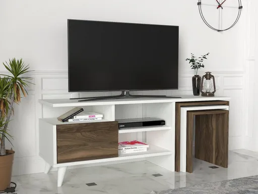 TV stěna / Sestava pod TV Nature - White, Walnut