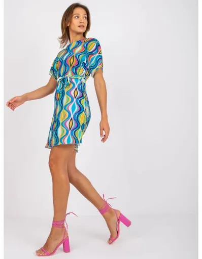 Dámské šaty s krátkými rukávy mini MARIANNE modré