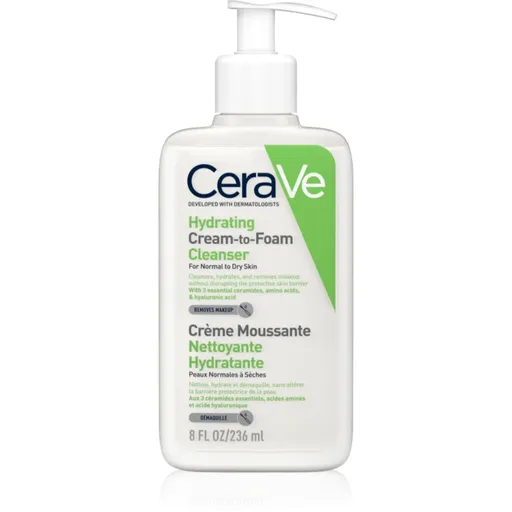CeraVe Cleansers Hydrating Cream-to-Foam Cleanser čisticí pěnivý krém pro normální až suchou pleť 236 ml