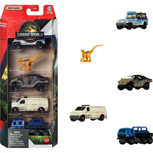 Mattel Matchbox Jurský svět 4 ks angličák a dinosaurus