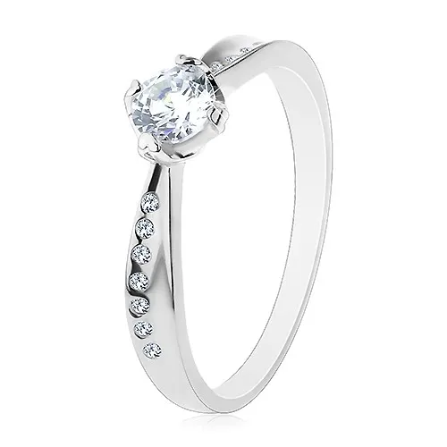 Prsten ze stříbra 925, hladká a zirkonová linie, blýskavý čirý zirkon uprostřed - Velikost: 58