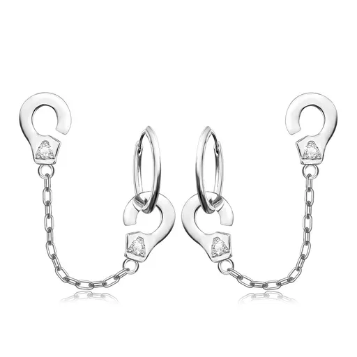 Dvojité náušnice ze stříbra 925 - řetízková pouta, kruh, přívěsek