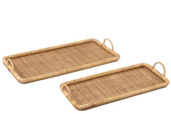 Set 2ks ratanový podnos s uchy Rattan Boom  - 71*36*10/ 61*28*9 cm 40923