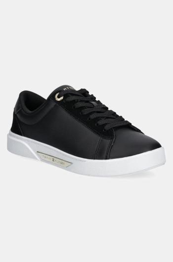 Kožené sneakers boty Tommy Hilfiger CHIC COURT SNEAKER černá barva, FW0FW08123