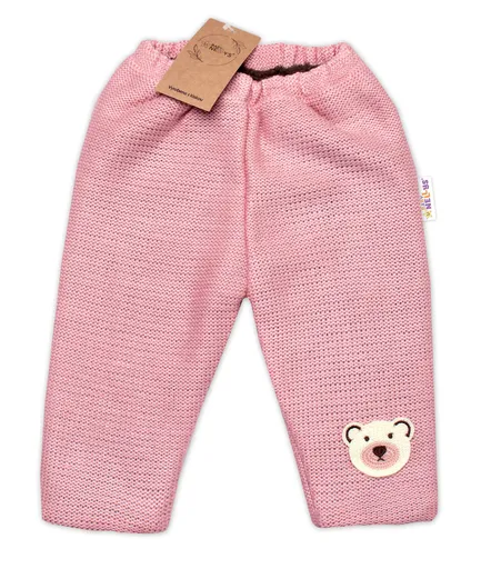 Baby Nellys Pletené kalhoty Teddy Bear,růžové,80/86