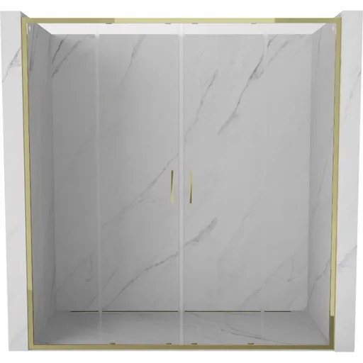 MEXEN Exo dvojité posuvné sprchové dveře 180, transparent, zlatá 8152-180-000-50-00
