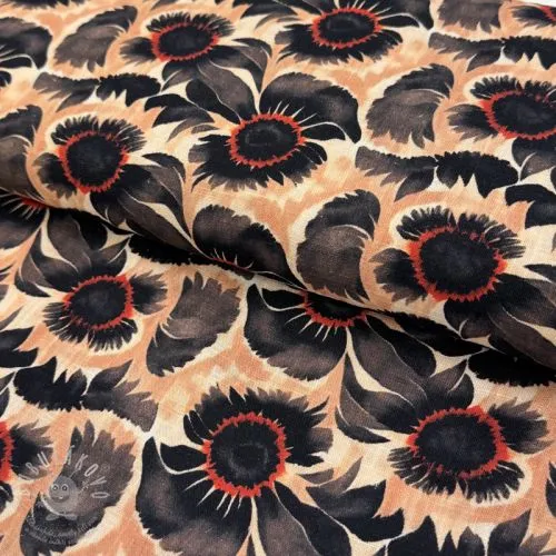 Viskóza se lnem Sunlower design B digital print