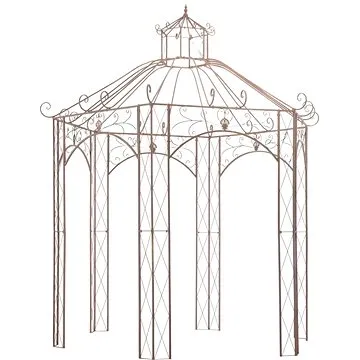 Zahradní altán starožitný hnědý 3 m železný  (45438)