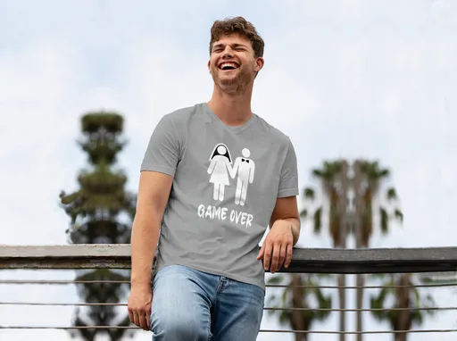 Personal Párové tričko pánské - Game Over Barva: Šedá, Velikost - dospělý: XL