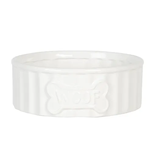 Bílá keramická miska pro psa Woof - Ø 20*7 cm 6CE1097