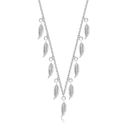 Náhrdelník ze stříbra 925 - přívěsky s motivem peříček, tenký řetízek