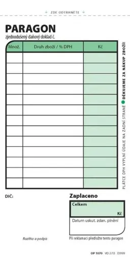 Tiskopis Paragon obchodní 7,5x15cm 100 listů OPTYS