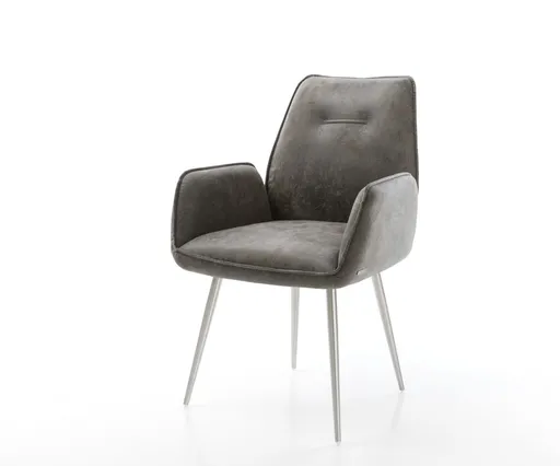 Jídelní židle Zoa-Flex šedá vintage zúžená podnož nerezová ocel