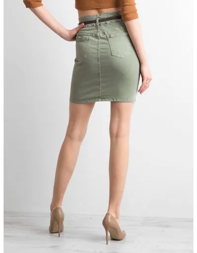 Dámská sukně džínová vypasovaná ELLEA khaki