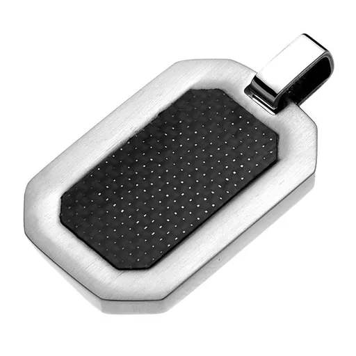 Přívěsek z oceli - matná oříznutá tabulka s karbonovou strukturou