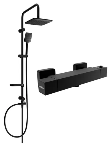 MEXEN/S Sven sprchový sloup včetně sprchové termostatické baterie Cube, černá 77200262-70