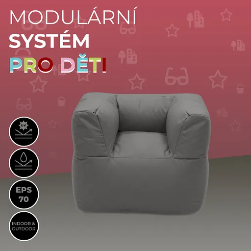 DEOKORK Zahradní dětské textilní křeslo MODULTEX KIDS (šedo-hnědá)