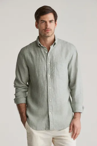 KOŠILE GANT REG LINEN SHIRT KALAMATA GREEN