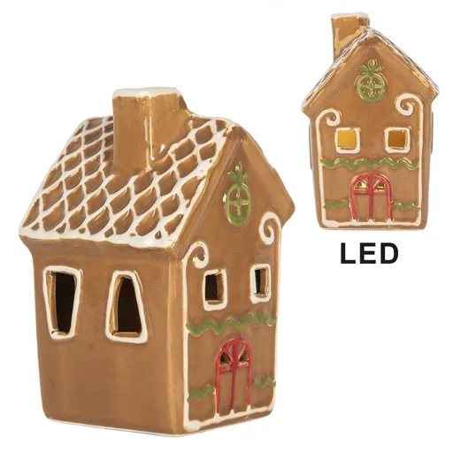 Perníková LED chaloupka Gingerbread Cott - 8*8*12 cm Clayre & Eef
