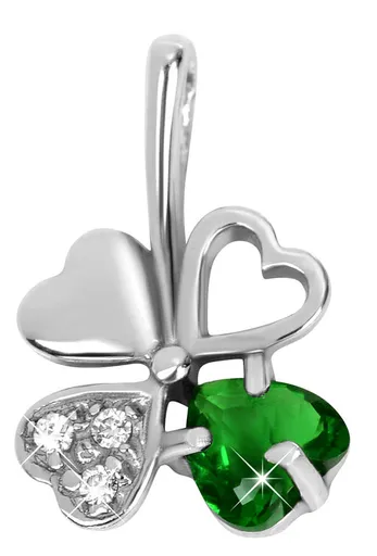 Soliter Stříbrný přívěsek čtyřlístek 446 001 00349 04 - zelený