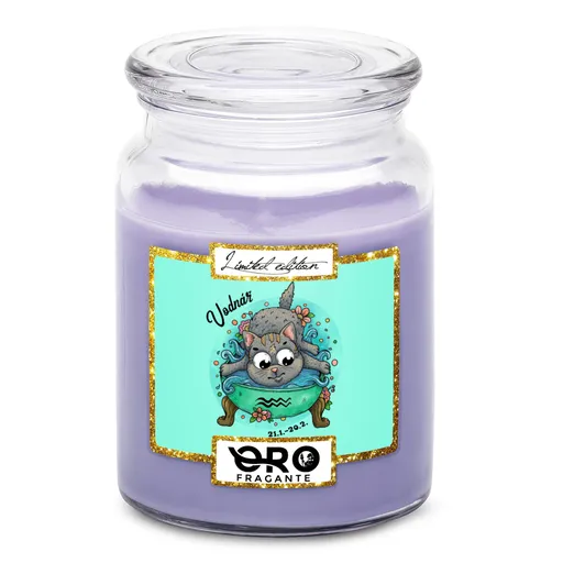 Svíčka Kočičí znamení – vodnář (Vůně svíčky: Levandule)