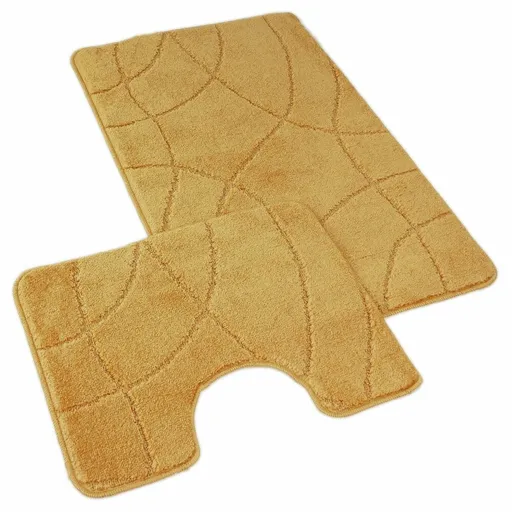 Kvalitex Sada koupelnových předložek Labyrint zlatá, 60 x 100 cm, 60 x 50 cm