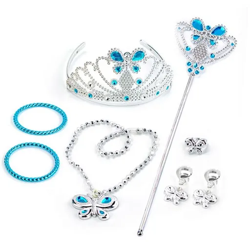 Alltoys Set pro princeznu s náramky, korunkou a náušnicemi v modré barvě